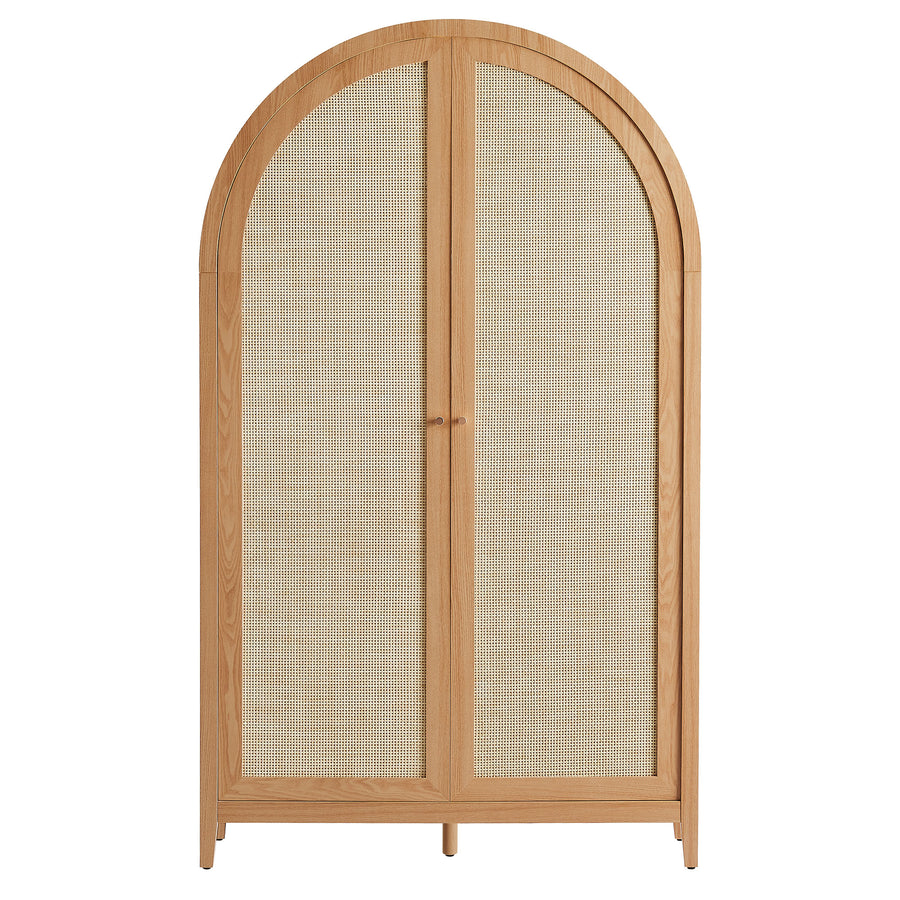 Etesian 79" Tall Wide Rattan Arched Storage Cabinet in Natural