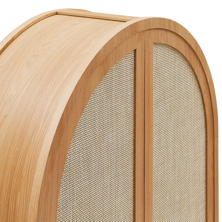 Calista 79" Tall Wide Rattan Arched Storage Cabinet in Natural
