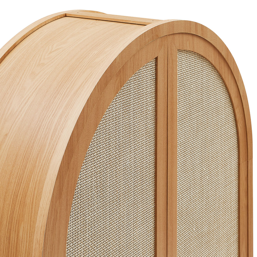Etesian 79" Tall Wide Rattan Arched Storage Cabinet in Natural