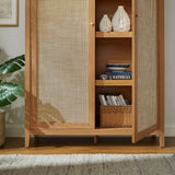 Etesian 79" Tall Wide Rattan Arched Storage Cabinet in Natural