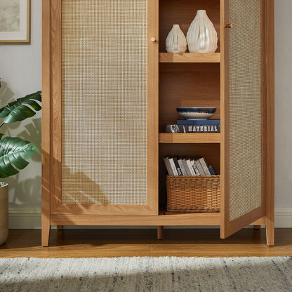 Calista 79" Tall Wide Rattan Arched Storage Cabinet by Furniture For America
