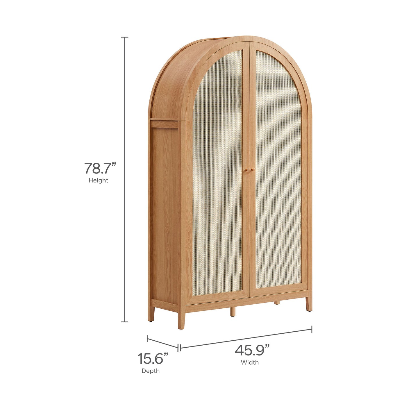 Calista 79" Tall Wide Rattan Arched Storage Cabinet by Furniture For America