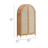 Etesian 79" Tall Wide Rattan Arched Storage Cabinet in Natural