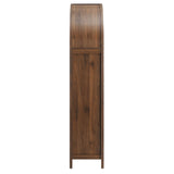 Etesian 79" Tall Wide Rattan Arched Storage Cabinet in Walnut