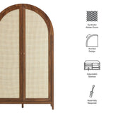 Etesian 79" Tall Wide Rattan Arched Storage Cabinet in Walnut