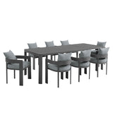 Aspen 9-Piece Outdoor Patio Aluminum Dining Set With Extendable Table in Gray Gray
