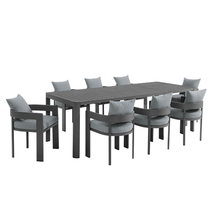 Tahoe 9-Piece Outdoor Patio Aluminum Dining Set With Extendable Table by Furniture For America