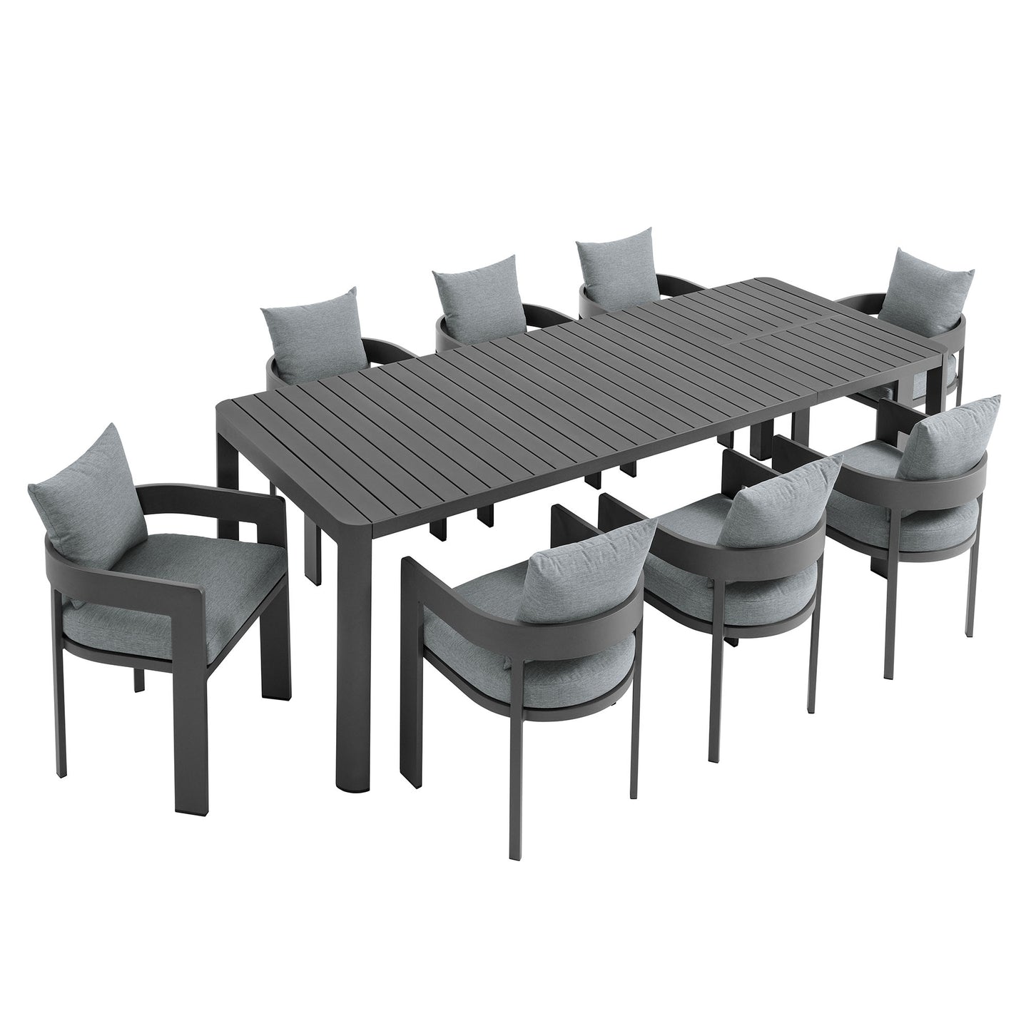 Tahoe 9-Piece Outdoor Patio Aluminum Dining Set With Extendable Table by Furniture For America