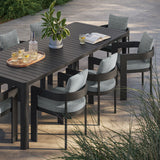Aspen 9-Piece Outdoor Patio Aluminum Dining Set With Extendable Table in Gray Gray