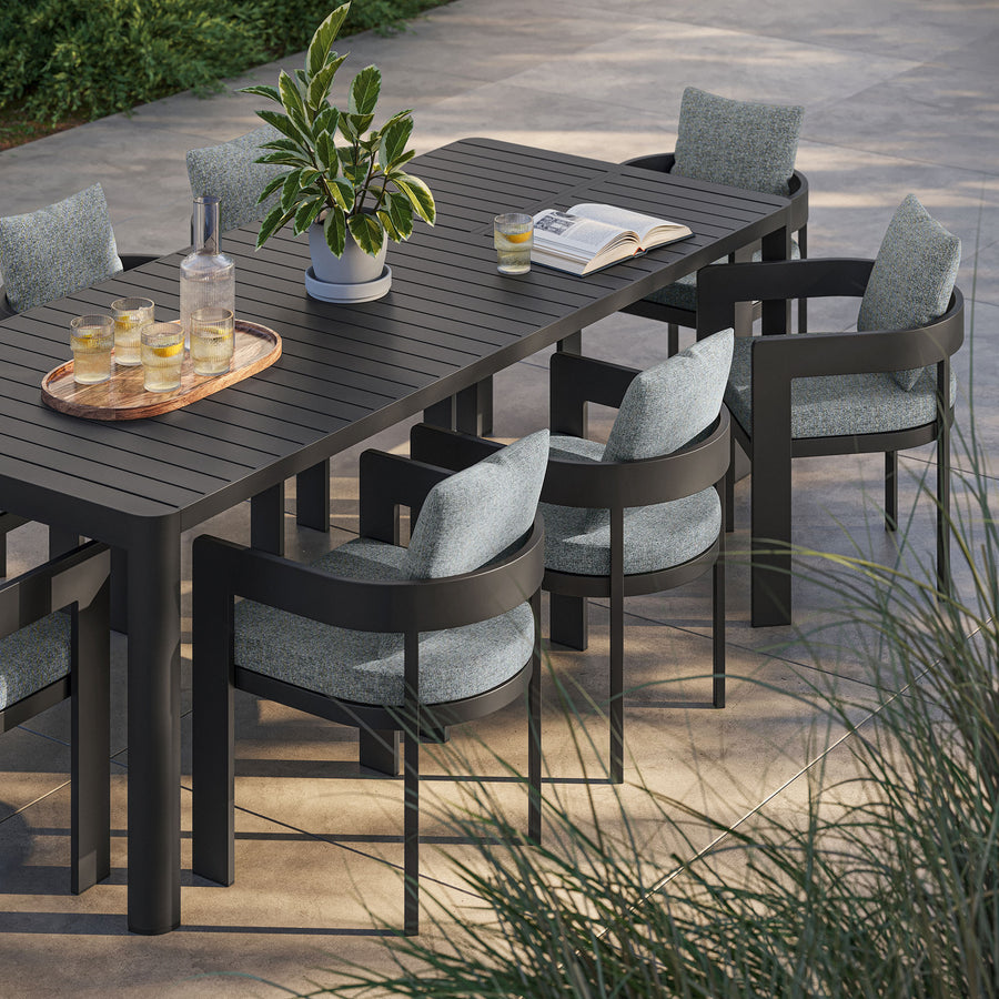 Aspen 9-Piece Outdoor Patio Aluminum Dining Set With Extendable Table in Gray Gray