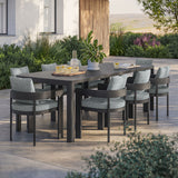 Aspen 9-Piece Outdoor Patio Aluminum Dining Set With Extendable Table in Gray Gray