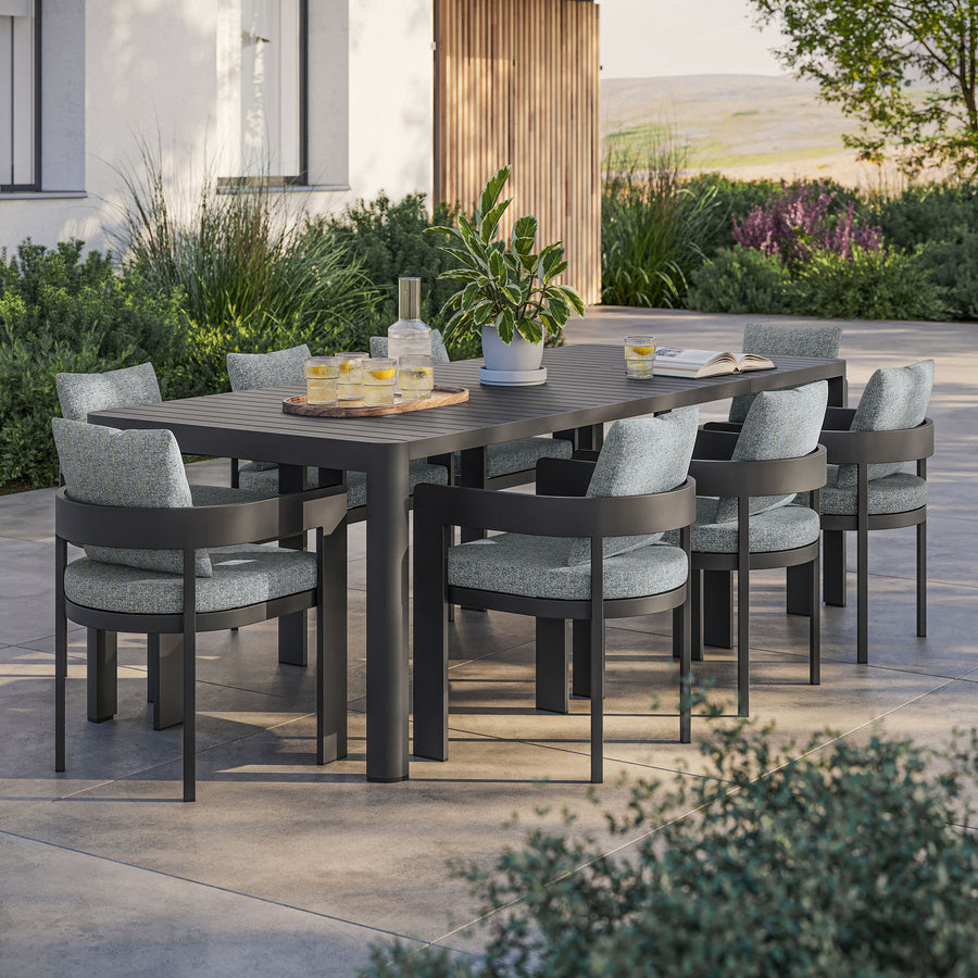 Aspen 9-Piece Outdoor Patio Aluminum Dining Set With Extendable Table in Gray Gray