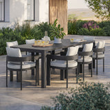 Aspen 9-Piece Outdoor Patio Aluminum Dining Set With Extendable Table in Gray White