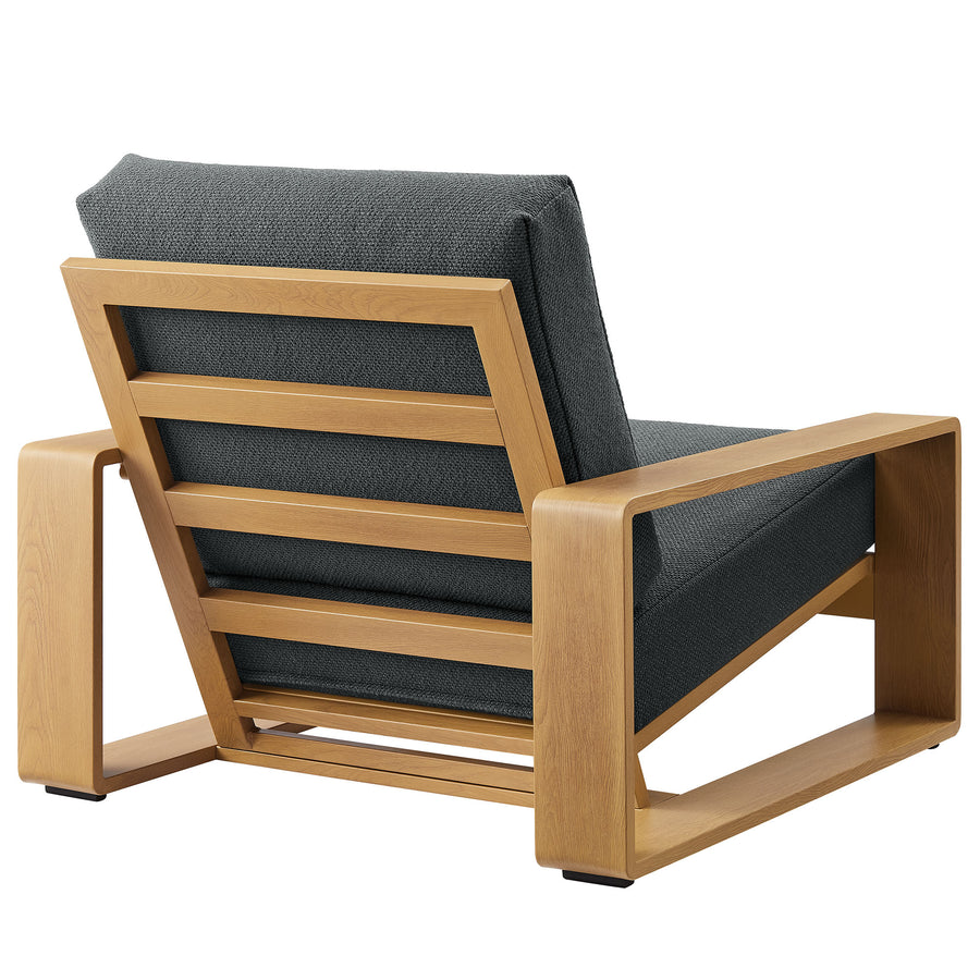 Bramble Outdoor Patio Aluminum Faux Wood Armchair in Charcoal Natural