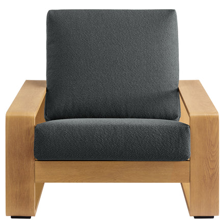 Lirienne Outdoor Patio Aluminum Faux Wood Armchair in Charcoal Natural
