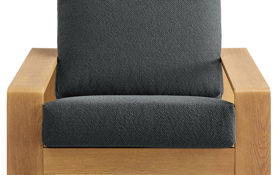 Bramble Outdoor Patio Aluminum Faux Wood Armchairs Set of 2 in Charcoal Natural