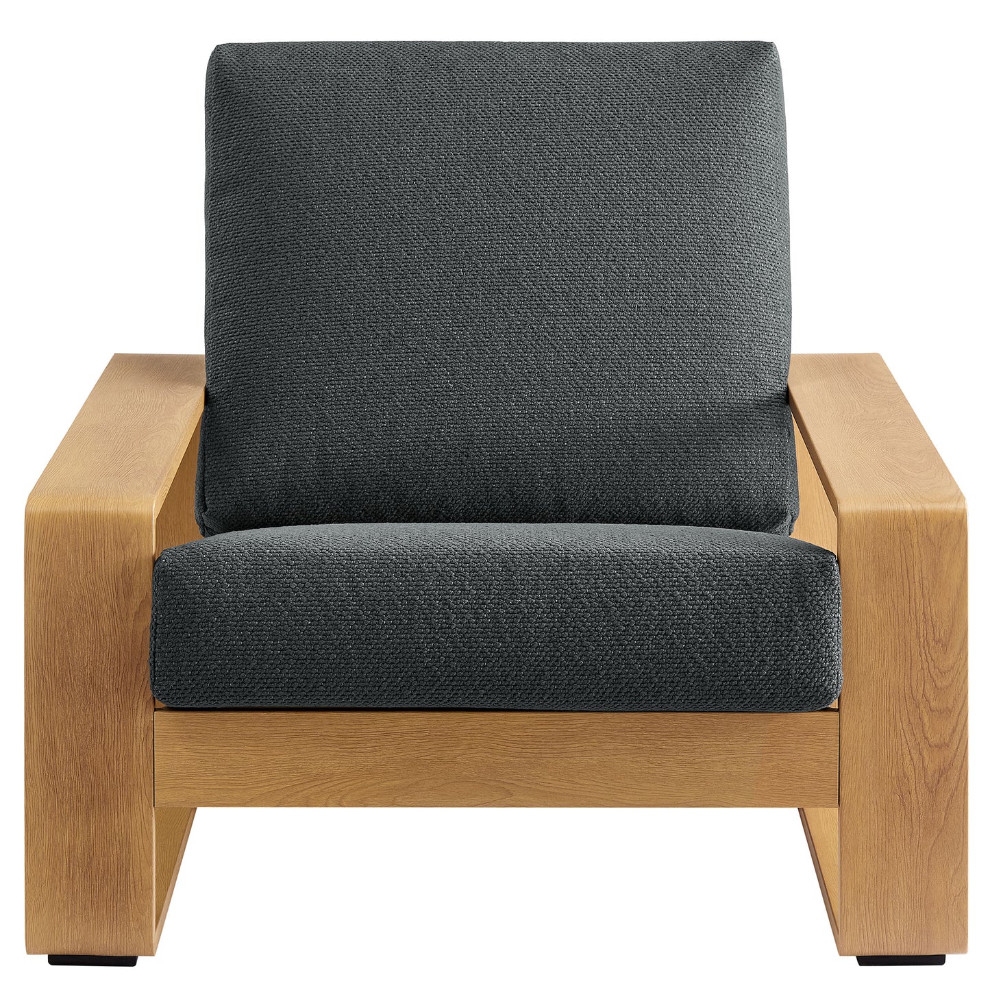 Bramble Outdoor Patio Aluminum Faux Wood Armchairs Set of 2 in Charcoal Natural