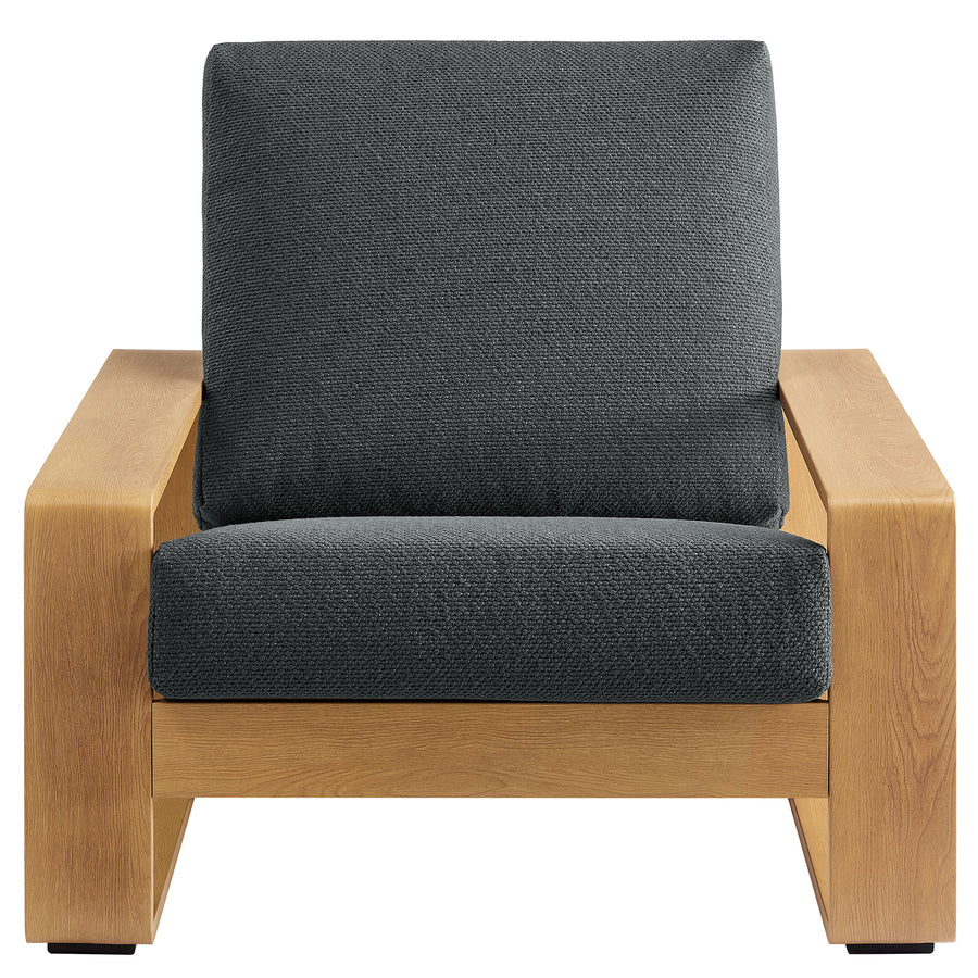 Bramble Outdoor Patio Aluminum Faux Wood Armchairs Set of 2 in Charcoal Natural