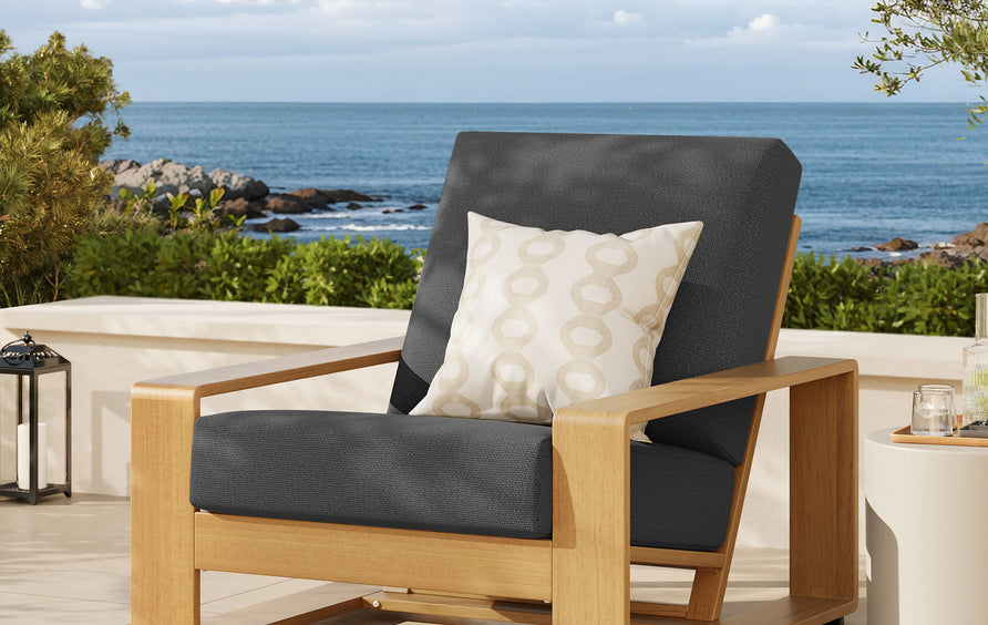 Bramble Outdoor Patio Aluminum Faux Wood Armchair in Charcoal Natural