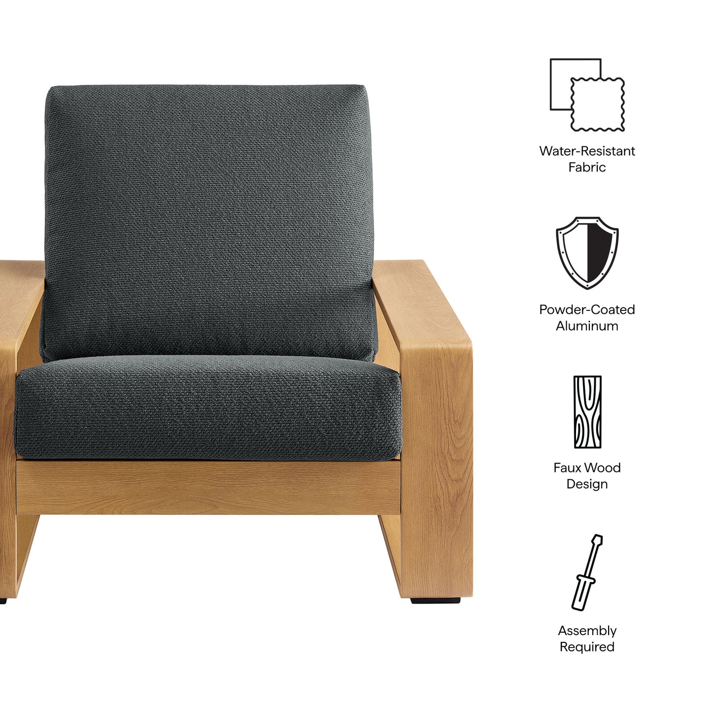 Lirienne Outdoor Patio Aluminum Faux Wood Armchair by Furniture For America