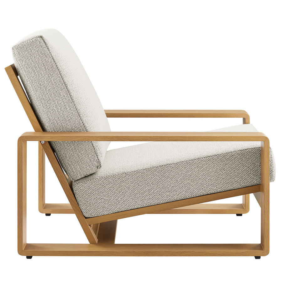 Bramble 4-Piece Outdoor Patio Aluminum Faux Wood Furniture Set in Ivory Natural