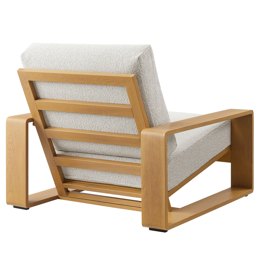 Bramble Outdoor Patio Aluminum Faux Wood Armchairs Set of 2 in Ivory Natural