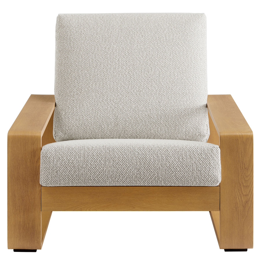 Bramble Outdoor Patio Aluminum Faux Wood Armchair in Ivory Natural