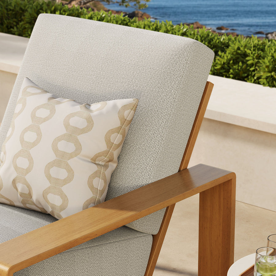 Bramble Outdoor Patio Aluminum Faux Wood Armchair in Ivory Natural