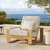 Bramble Outdoor Patio Aluminum Faux Wood Armchair in Ivory Natural
