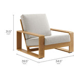 Bramble Outdoor Patio Aluminum Faux Wood Armchair in Ivory Natural