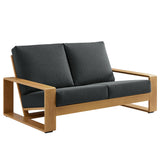 Bramble Outdoor Patio Aluminum Faux Wood Loveseat in Charcoal Natural
