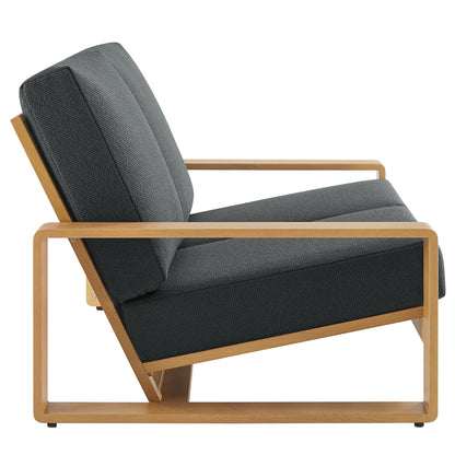 Lirienne Outdoor Patio Aluminum Faux Wood Loveseat by Furniture for America