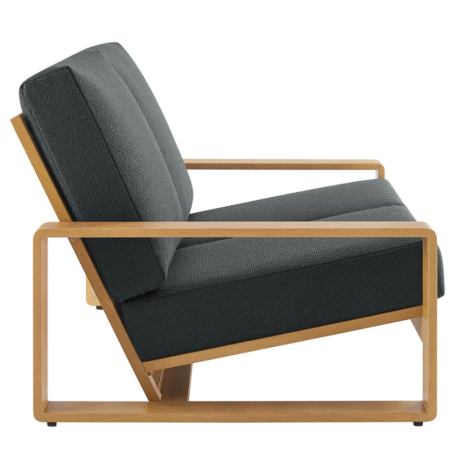 Bramble Outdoor Patio Aluminum Faux Wood Loveseat in Charcoal Natural