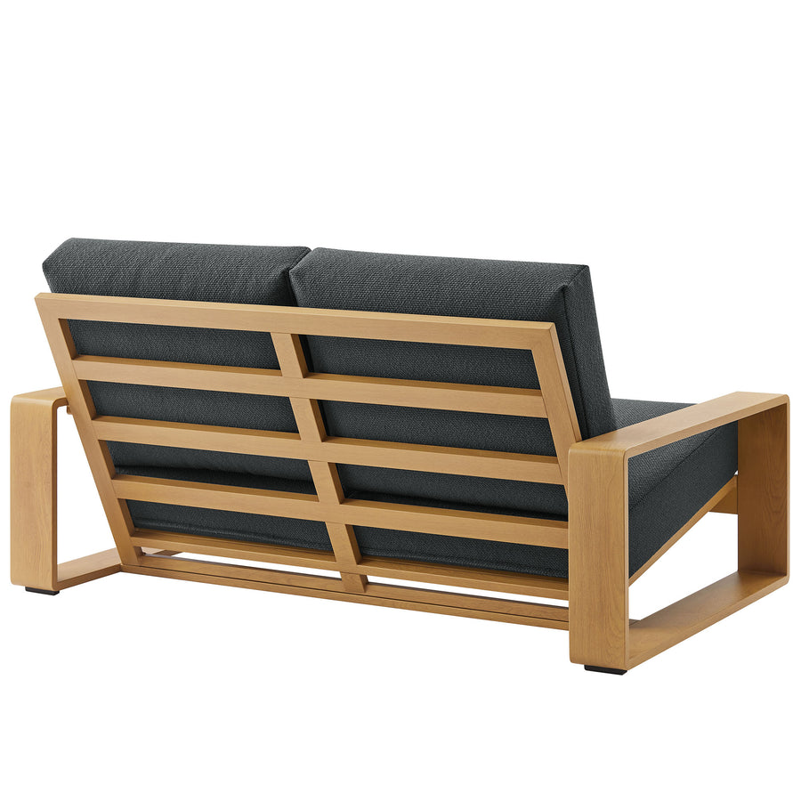 Bramble 4-Piece Outdoor Patio Aluminum Faux Wood Furniture Set in Charcoal Natural