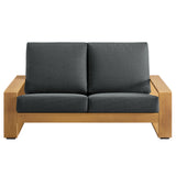 Bramble Outdoor Patio Aluminum Faux Wood Loveseat in Charcoal Natural