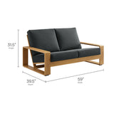 Bramble Outdoor Patio Aluminum Faux Wood Loveseat in Charcoal Natural