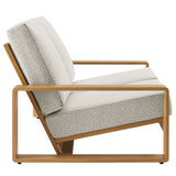 Bramble Outdoor Patio Aluminum Faux Wood Loveseat in Ivory Natural