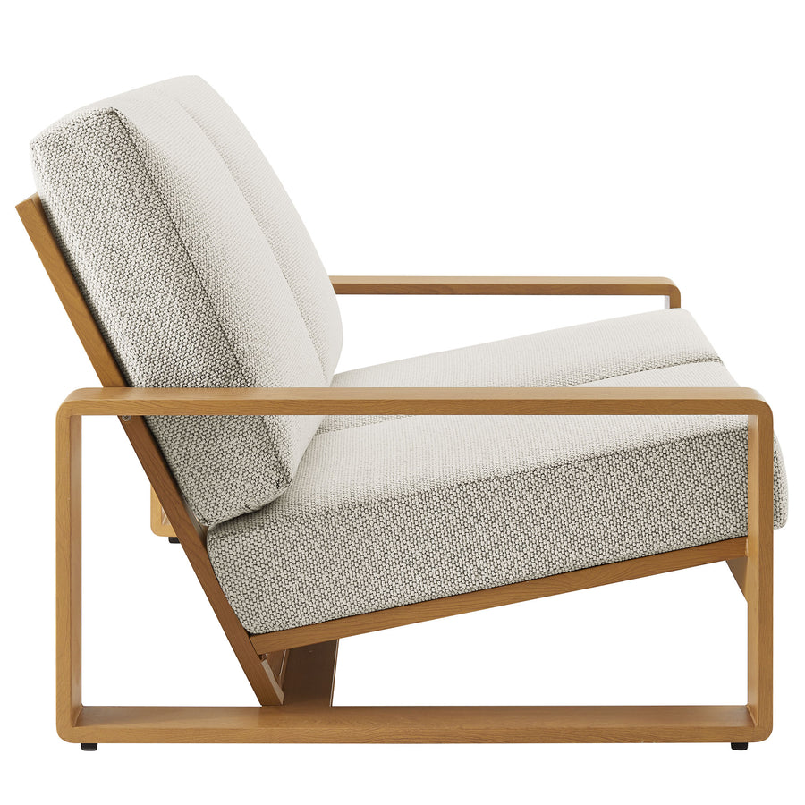 Bramble Outdoor Patio Aluminum Faux Wood Loveseat in Ivory Natural