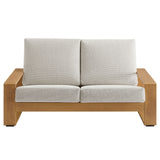 Bramble Outdoor Patio Aluminum Faux Wood Loveseat in Ivory Natural