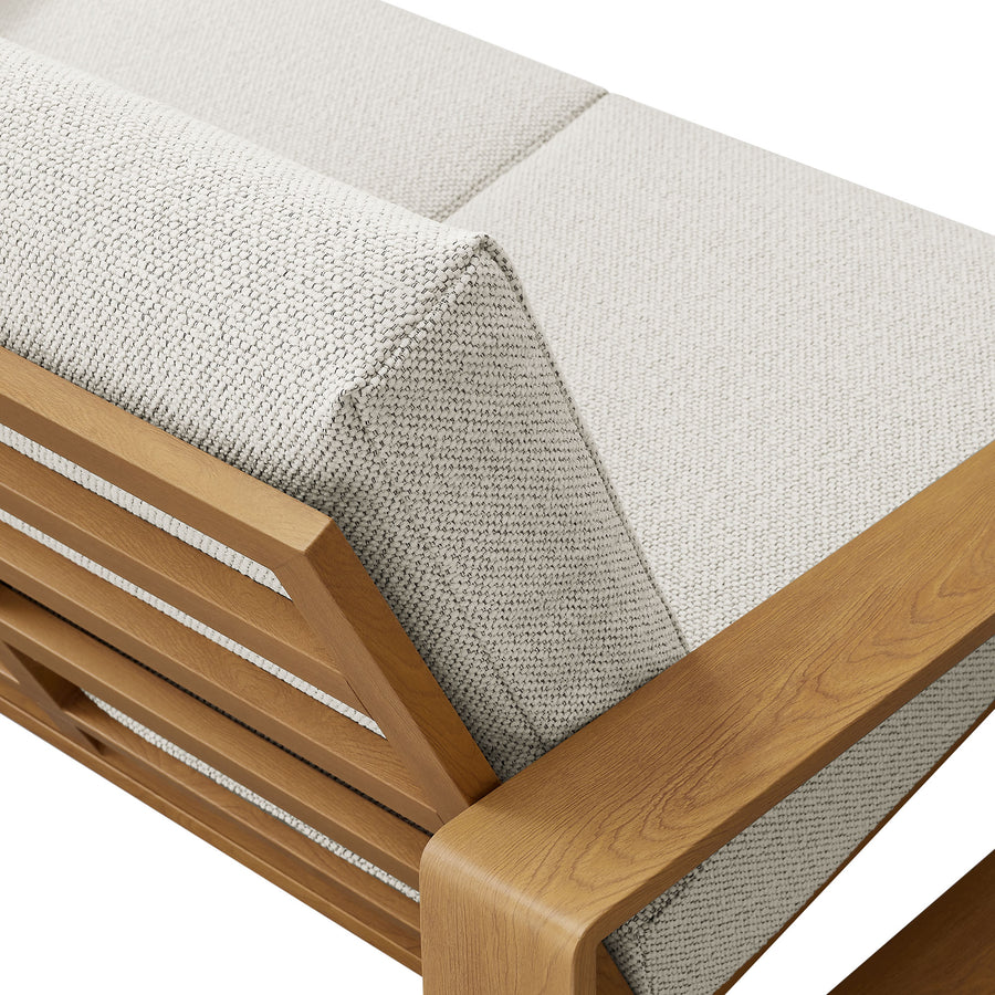 Bramble Outdoor Patio Aluminum Faux Wood Loveseat in Ivory Natural