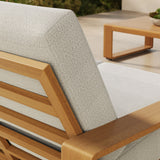 Bramble Outdoor Patio Aluminum Faux Wood Loveseat in Ivory Natural