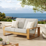 Bramble Outdoor Patio Aluminum Faux Wood Loveseat in Ivory Natural