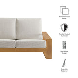 Bramble Outdoor Patio Aluminum Faux Wood Loveseat in Ivory Natural