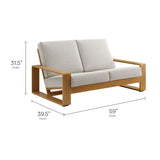 Bramble Outdoor Patio Aluminum Faux Wood Loveseat in Ivory Natural