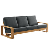 Bramble Outdoor Patio Aluminum Faux Wood Sofa in Charcoal Natural