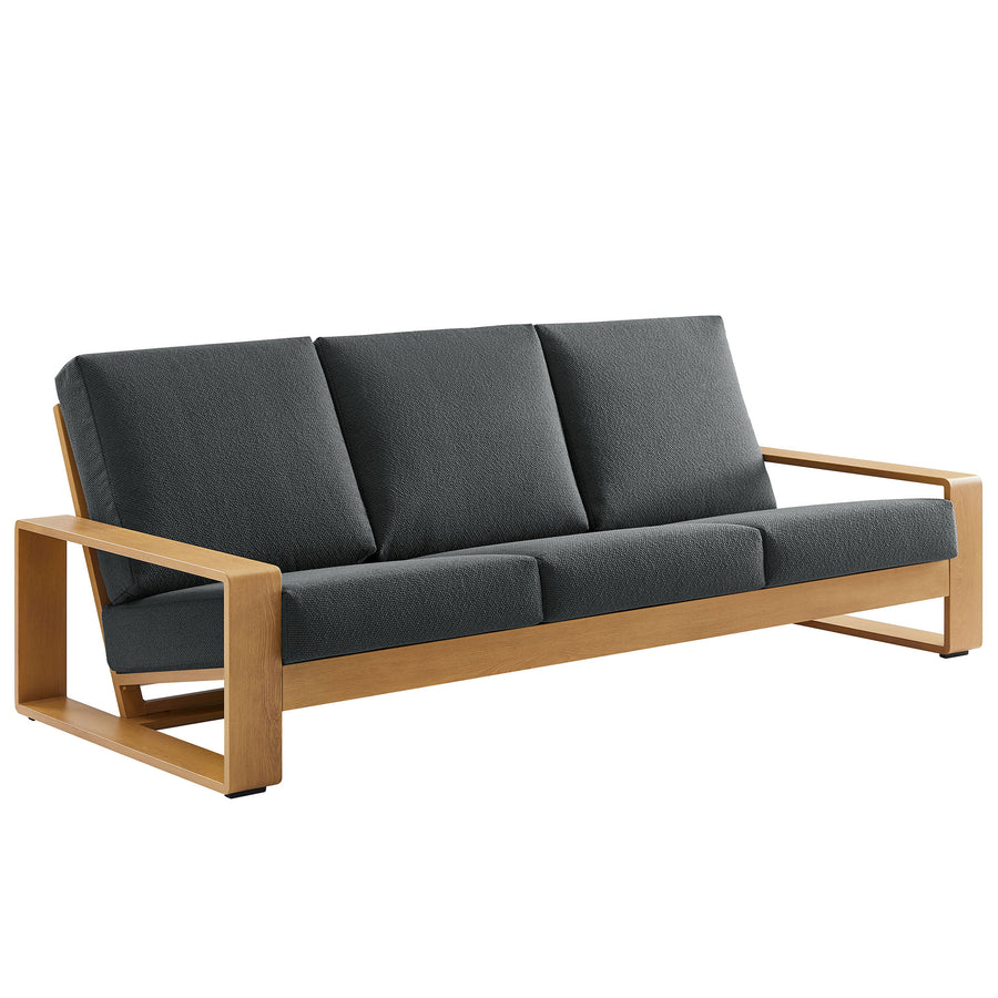Bramble Outdoor Patio Aluminum Faux Wood Sofa in Charcoal Natural