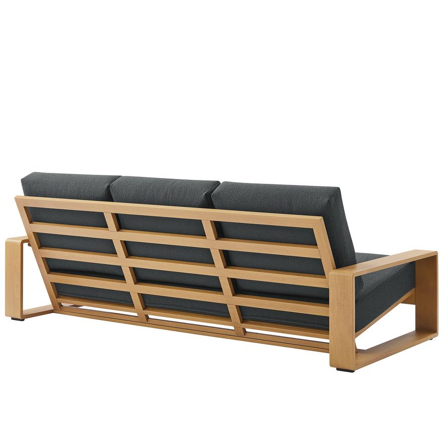 Bramble Outdoor Patio Aluminum Faux Wood Sofa in Charcoal Natural