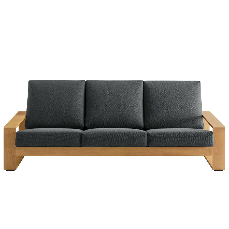 Bramble Outdoor Patio Aluminum Faux Wood Sofa in Charcoal Natural