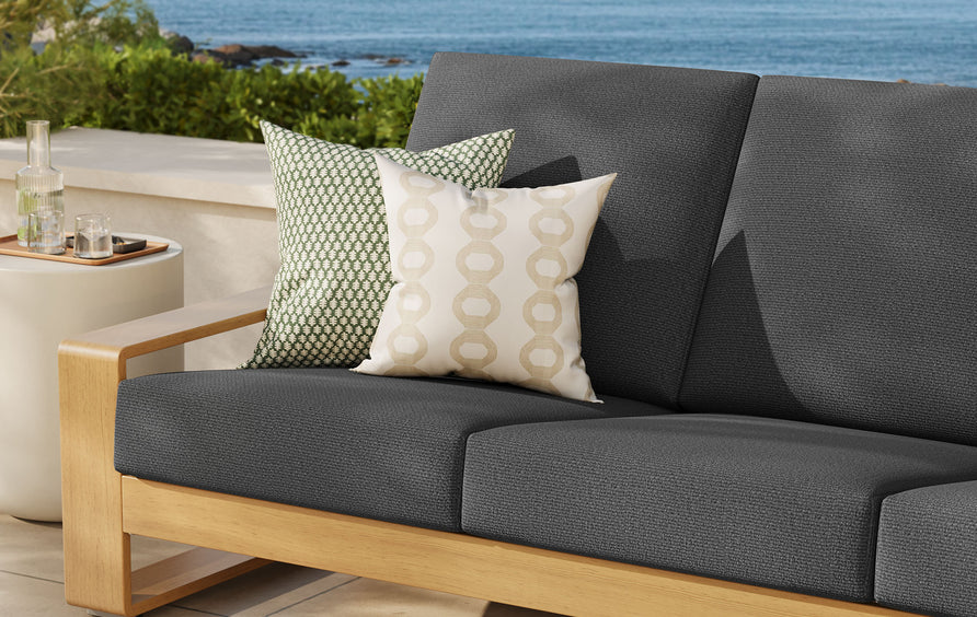 Bramble Outdoor Patio Aluminum Faux Wood Sofa in Charcoal Natural