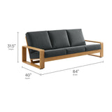Bramble Outdoor Patio Aluminum Faux Wood Sofa in Charcoal Natural